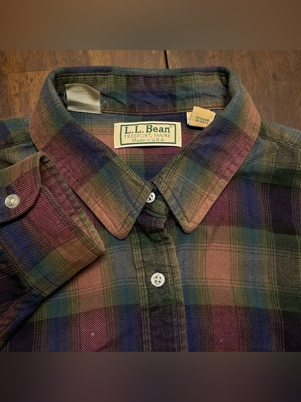 Vintage LL Bean Flannel Shirt Women's Size 14 Plaid Made USA Long Sleeve